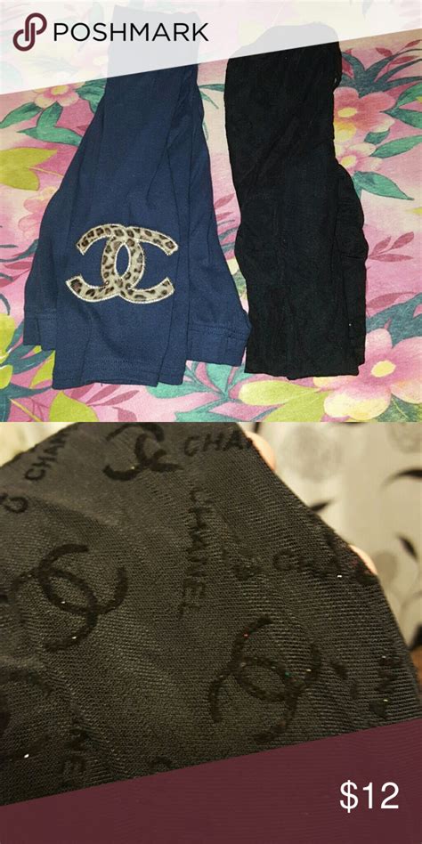 chanel blue shiny leggings|Chanel leggings with logo.